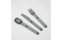 Magnetic Camping Utensil Set of 3&comma; Portable and Reusable Metal Travel Utensils for Camping&comma; Picnic&comma; Office and Kids Lunch Boxes&comma; Utensils and Bags&comma; Camping Utensil Set &lpar;Gray&rpar;