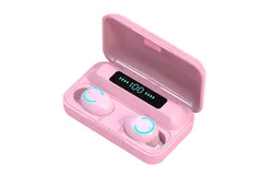F9-9&lpar;Macaron&rpar; TWS Stereo Earphones Wireless Earbuds BT 5&period;0 Headphones with Touch Control Noise Canceling Technology 1200mAh Power Bank Case Waterproof in-Ear Sports Headphones for Sports Gym Gaming Music