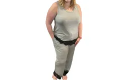 Blumin Lace Hem Lounge Set In Heathered Gray