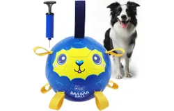 BaaBaa Ball&comma; Dog Toys Soccer Ball with Straps&comma; Interactive Dog Toys for Tug of War&comma; Puppy Birthday Gifts&comma; Dog Tug Toy&comma; Dog Water Toy&comma; Durable Dog Balls World Cup for Small & Medium Dogs &lpar;8 Inch&rpar;