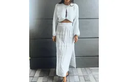 Pearl And Caviar Hydra Maxi Skirt In White&sol;cielo