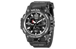 SMAEL Men's Sports Watch Big Dial Analog Digital Watches for Men Outdoor Fashion Casual Watch-black and white