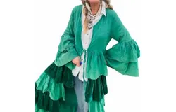 A Rare Bird Floor Length Ruffled Duster In Green