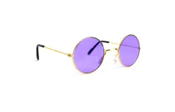 Skeleteen Purple Round Hippie Glasses - Purple 60&apos;s Style Hipster Circle Sunglasses - 1 Pair