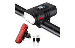 Bike Light Set, USB Rechargeable Headlight with  Rear Light, 6 Light Modes Headlamp IPX4 Waterproof Super Bright Bicycle Light Mountain Bike Light Front Light