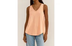 Z Supply Vagabond Lace Trim Tank In Grapefruit