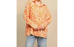 Gigio Oversized Button Up Shirt In Orange