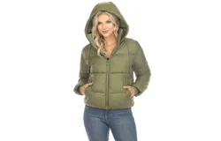 Women&apos;s Full Front Zip Hooded Bomber Puffer Jacket