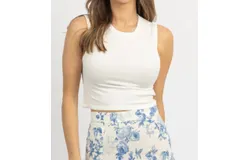 Olivaceous Basique Crewneck Crop Tank In Ivory