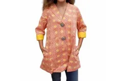 Erma’S Closet Medallion Print Jacket In Orange&sol;yellow