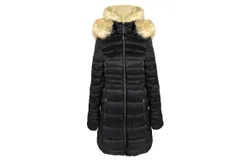Laundry By Shelli Segal Women&apos;s Quilted Faux Fur Hood Puffer Jacket Coat In Black