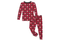 Kickee Kid&apos;s Print Long Sleeve Pajama Set In Candy Apple Clapper Board And Film