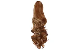 REECHO &sol;urly Wavy Clip in Hairpiece One Piece A Jaw Long Pony Tails-20"-22"，Light Auburn Mix Ash Blonde
