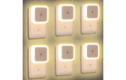 Lámpara de Noche&comma; 6 pcs Luz Nocturna Enchufable con Sensor&comma; Blanco de Lampara Led de Ahorro de Energía con Sensor para Dormitorio&comma; Armario&comma; Pasillo&comma; Sala de Estar&comma; Escalera - Luz Cálida