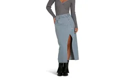 Belle & Bloom Women's Can't Forget You Denim Midi Skirt in Stonewash