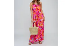 Pia Rossini Astoria Maxi Dress In Orange Pink Red