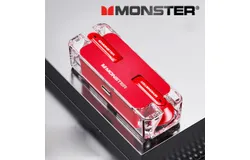&lpar;Monster&rpar; XKT08 bluetooth headset true wireless intelligent noise reduction half in-ear high sound quality gaming sports running game headset cell phone android apple huawei universal &lbrack;upgraded bluetooth 5&period;3 &plus; HIFI sound quality&rsqb;-red