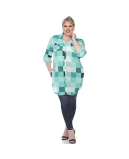 Camiseta Túnica Plaid Plus Size