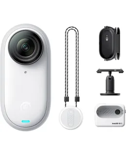 Insta360 GO 3 64GB - Cámara de vlogging para creadores, vlogueros, cámara de acción mini con pantalla táctil giratoria, ligera y portátil, POV sin manos, montaje en cualquier lugar, estabilización, vista previa remota, impermeable--Blanco (Renovado)
