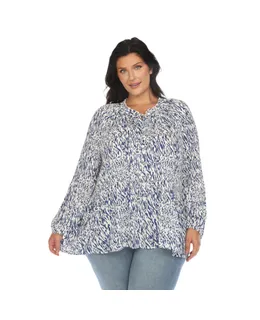 Blusa Campesina Estampada de Talla Plus