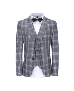 Traje de Tres Piezas de Paño a Cuadros Slim Fit para Hombre Braveman