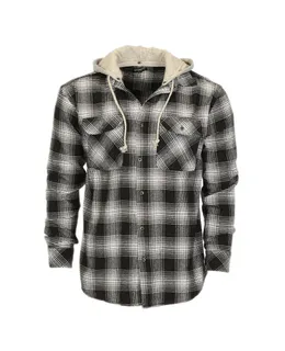 Camiseta de franela a cuadros con capucha removible para hombre Gioberti