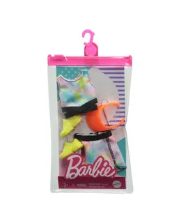 Barbie Mattel Looks Completos de Moda, Top y Falda Tie-die con Zapatos Amarillos