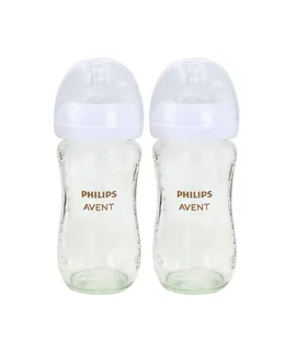 Botellas de Vidrio Natural Philips Avent con Tetina Natural Response (Flujo Medio, Flujo 3), 8oz, Paquete de 2, SCY913/02