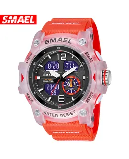 Reloj SMAEL 8007 para hombre, resistente al agua multifuncional con correa transparente