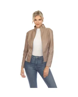 Chaqueta de Moto de Piel Sintética Clásica para Mujer