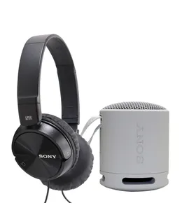Auriculares Sony MDR-ZX110NC con Cancelación de Ruido On-Ear + Altavoz Bluetooth Portátil Sony XB100 (Gris)