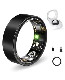 Aros de Salud R11M para Mujeres y Hombres, Rastreador de Fitness con Frecuencia Cardíaca, Oxígeno en Sangre, Presión Arterial, Rastreador de Sueño, Rastreador de Pasos, Sin Cuota de Suscripción, Anillo Inteligente IP68 a prueba de agua para iphone y Android (Negro 7#)