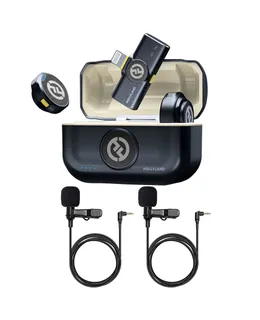 Microfono Lavale Inalámbrico Hollyland LARK M2 con Conector Lightning (Duo, Brillo Carbón)