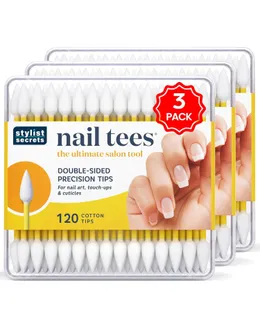 Fran Wilson NAIL TEES COTTON TIPS 120 Cuenta (3 PAQUETE) - La Herramienta Útil para Uñas, Toallitas Multipropósito de Doble Cara con Puntas para Toques Precisos y la Manicura y Pedicura Perfecta en Casa