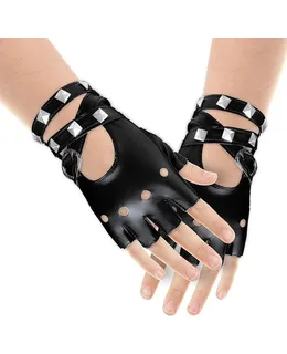 Guantes de Costura Sin Dedos Skeleteen para Niñas - Negro