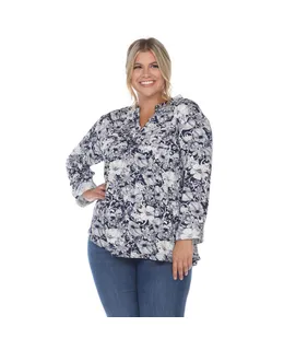 Blusa de Manga Larga con Estampado Floral Plisado