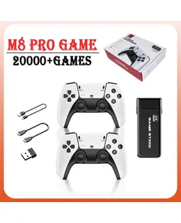 Consola de Juego de Video M8 Pro HD, Consola de Juego Retro de Video de 2.4G, 4K, Regalo para Dos, 20,000+ Juegos HDMI Remoto Inalámbrico Arco Dual