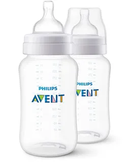 Botellas para Bebé Philips AVENT Anti-Colic, 305 ml, Transparente, 3M+, Flujo 3, Paquete de 2