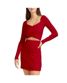 Falda mini de punto Belle & Bloom para mujer C'est Belle en rojo