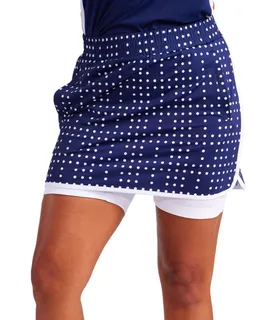 Pantalón Corta Skort Putt Pedal Paddle - Rojo Tomate y Azul Domino