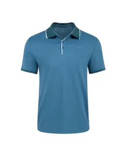 Camisa Polo Pique Mio Marino para Hombre Clásico de Mezcla de Algodón con Collar Contrastante-Azul Egeo-3XL