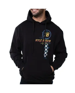 Sueter con Capucha NASCAR - Kyle Busch - 8 Negro por DelSol para Hombre - 1 Pieza Camiseta (L)