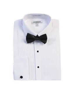Camisa de esmoquin de manga larga para hombre Gioberti con cuello plano Kent y corbata de bow tie