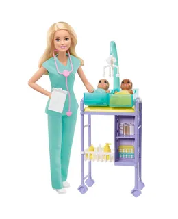 Conjunto de Juega a la Doctora de Carreras de Barbie con Muñeca Rubia