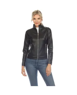Chaqueta de Moto de Piel Sintética Clásica para Mujer