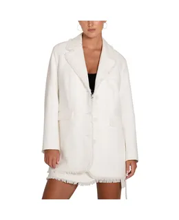 Blazer Belle & Bloom para mujer Young Blood con borde deshilachado en crema