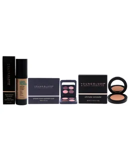 Kit de Sombra Mineral Presionada Cuadro con Base Mineral Líquida y Corrector Ultimate por Youngblood para Mujeres - 3 Piezas Kit 0.14 oz Sombra - Piedra, 1 oz Base - Cantera, 0.10 oz Corrector - Medio