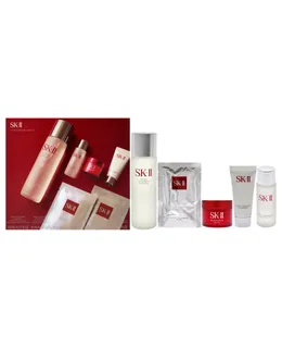 Conjunto Bestsellers Pitera por SK-II para Unisex - 6 Piezas Esencia de Tratamiento Facial 7.7oz, Loción de Tratamiento Facial Clara 1oz, Crema Skinpower 0.49oz, 2 Mascarilla de Tratamiento Facial, Limpiador de Tratamiento Facial 0.57oz