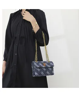 Bolso de hombro KURT GEIGER para mujer de alta calidad con cadena trenzada de denim cruzado, bolso de lujo de diseñador, tendencia de marca para mujeres