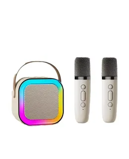 Altavoz Bluetooth Portátil Mini, Karaoke de Micrófono Dual Portátil (Blanco)